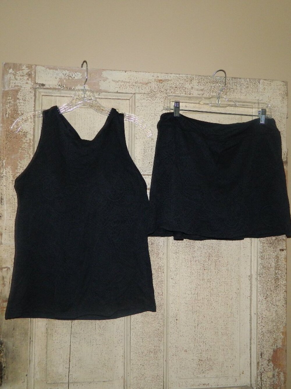 Lands' End 2 pc Textured Tank & Skort Swim Set Sz 14 (WW-19)